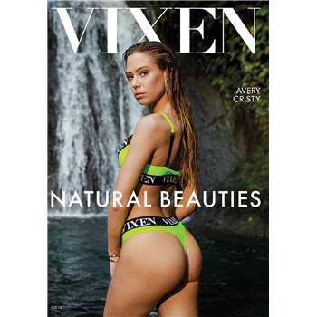 Brunette female posed in bikini by waterfall vixen natural beauties