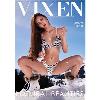 Blonde female posed squatting outdoors wearing bikini  vixen