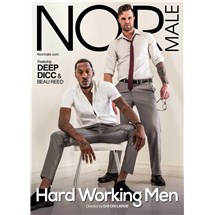 Two males posed clothed one seated NOP male