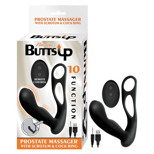 Butts Up Prostate Massager W.Scrotum & Cock Ring - Black