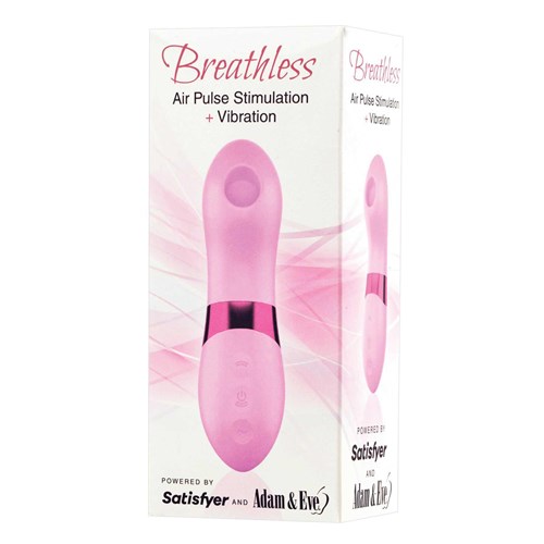 Breathless female massager packaging