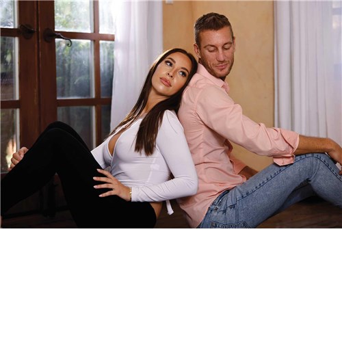 Brunette female clothed seated with clothed male