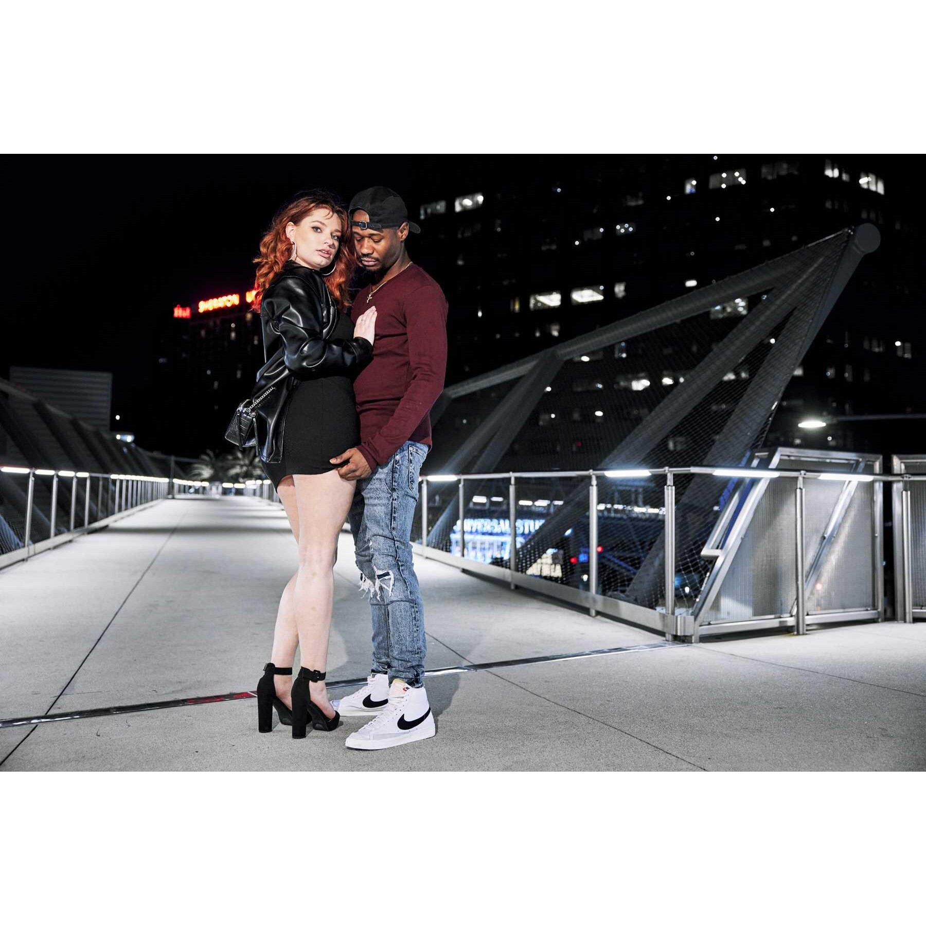 Blonde female posed with male