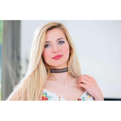 Blonde female head shot