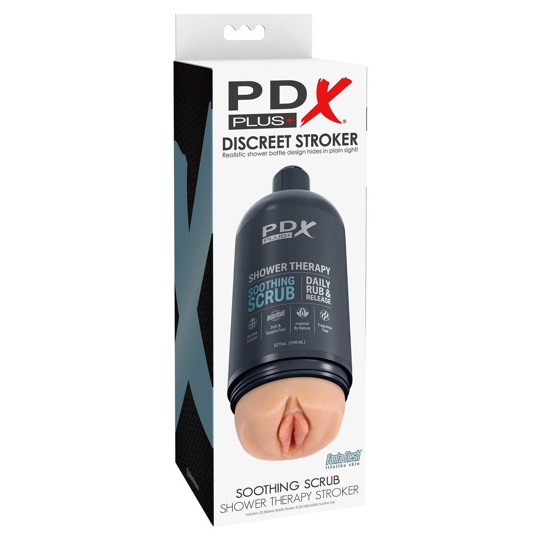 PDX Plus Shower Therapy Soothing Scrub Discreet Stroker male masturbator white